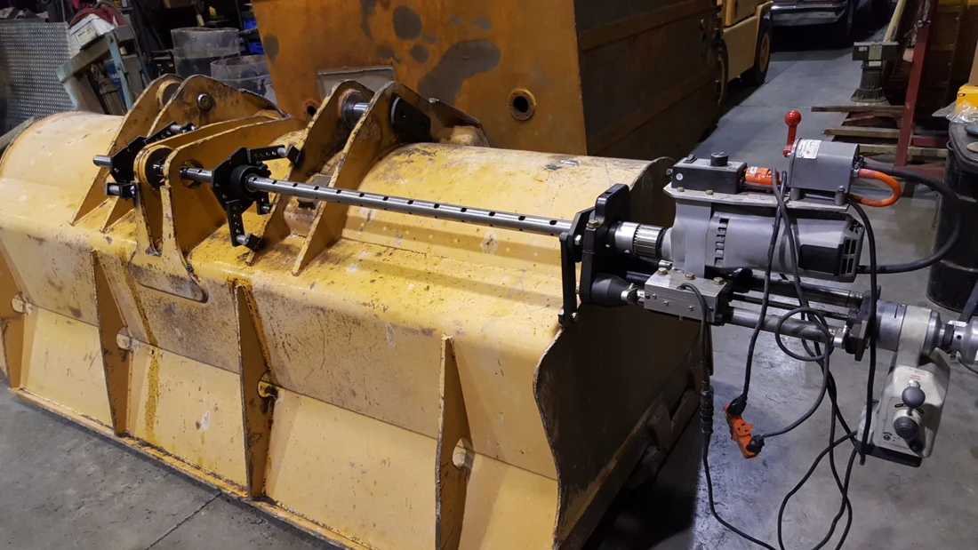Line boring equipment on heavy machinery